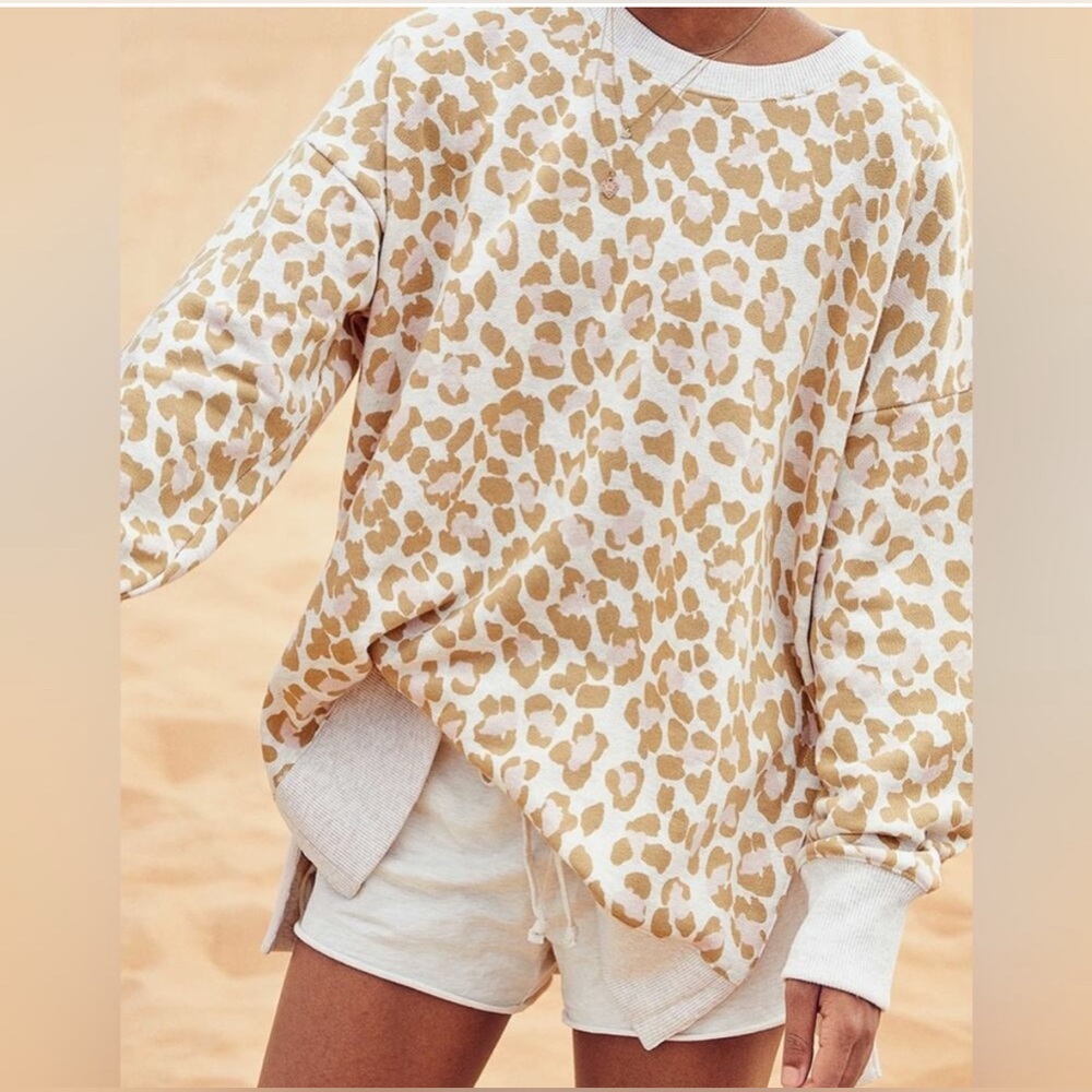Aerie Oversized Animal Print Crewneck Pullover